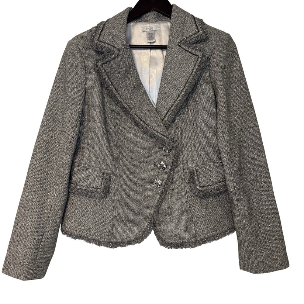 Cache Size Large Y2k Metalic Silver Gray Boucle W… - image 1